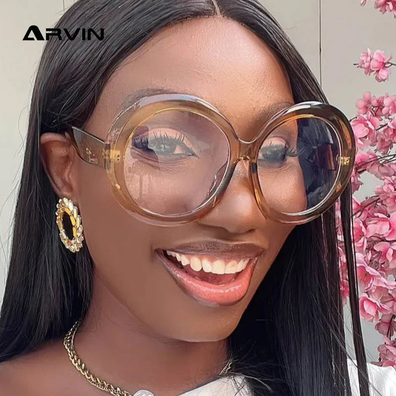 Oversized Round Eyeglasses Frames Women New Fashion Luxury Designer Ladies Glasses Candy Color Non-prescription...
