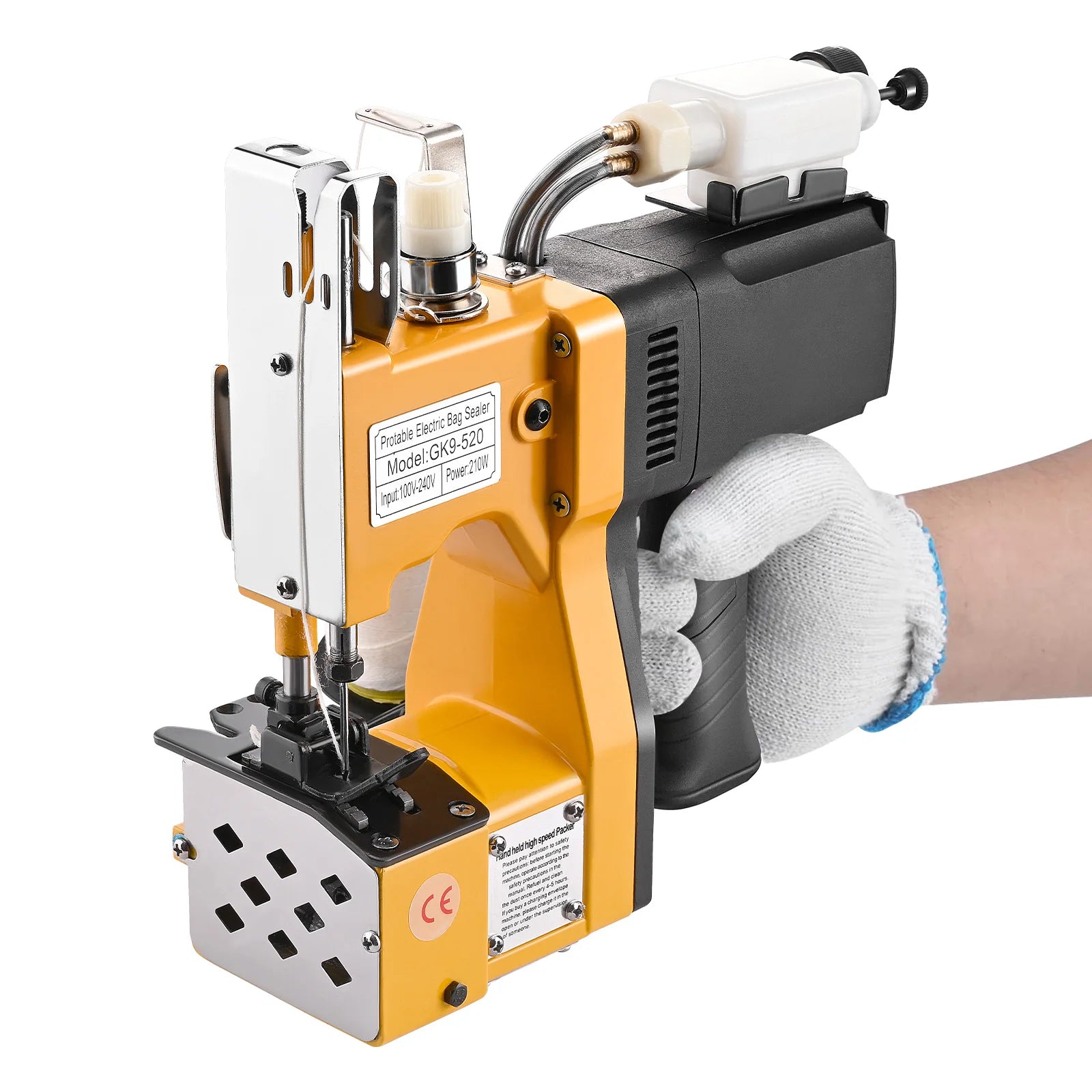 GK9-520 190W Handheld Sewing Machine Industrial Electric Bag Sealer With Oil Jug 18000rpm For Rice Bag Woven Bag Sealing Packer