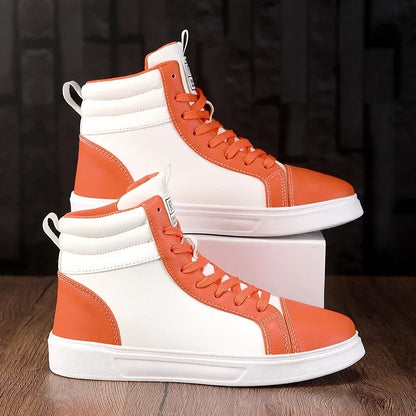 Men Women Skateboard Shoes High Top Unisex Lightweight Waterproof Sneakers Non-Slip Durable PU Casual Street Footwear