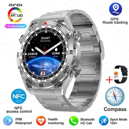 2025 New NFC Smartwatch Men Bluetooth Call GPS Tracker Motion Fitness Wireless Charge Waterproof  Watches For iPhone Android
