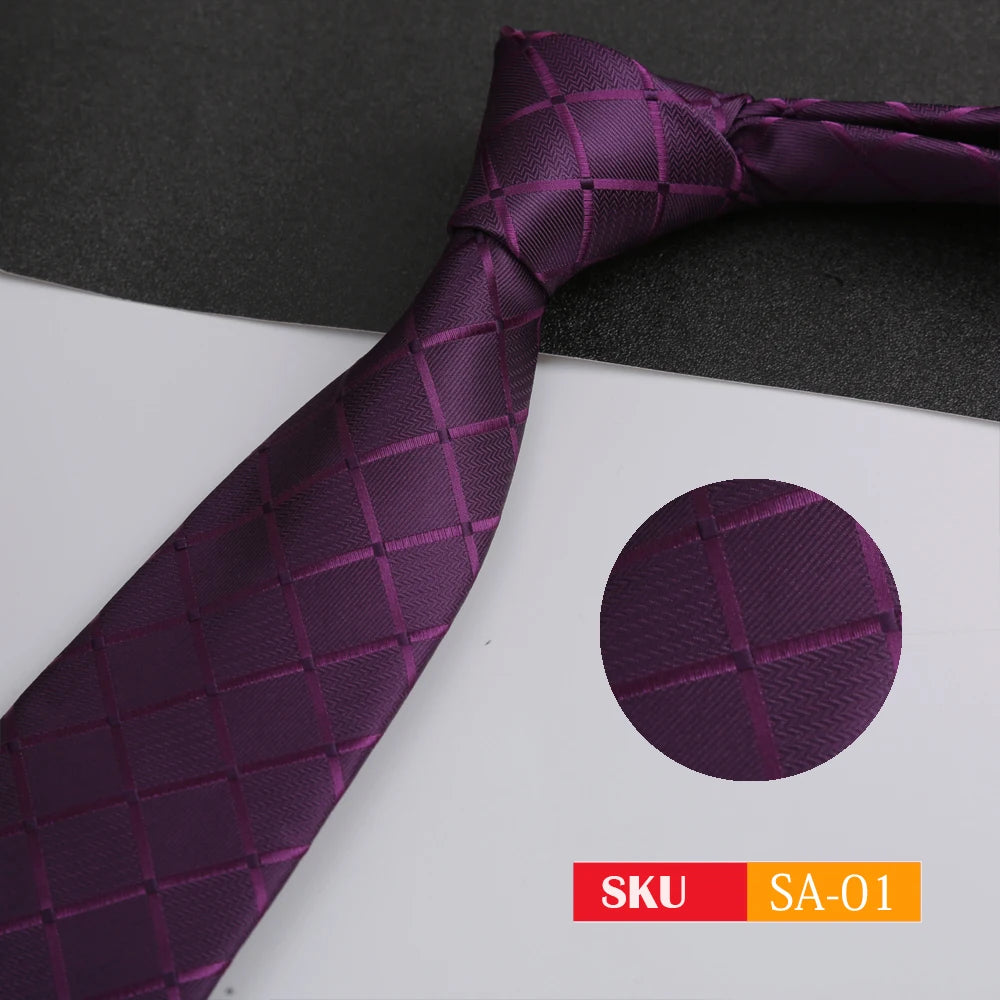 Luxury 8CM Mens Ties Necktie Solid Twill Stripes Plaids Ties For Man Groom Neck Tie For Business Party