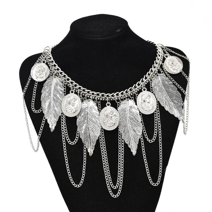 Gypsy Boehmian Hippie Collar Necklaces for Women Big Chunky Tibetan Silver Metal Necklace Festival Turkish Party Jewelry...