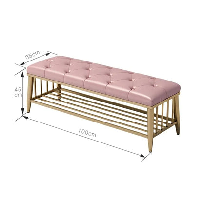 Modern Entryway Metal Shoe Cabinet Luxury Living Room Sofa Stool with Cushion Scandinavian Changing Stool Home Hall Furniture - Kimlud