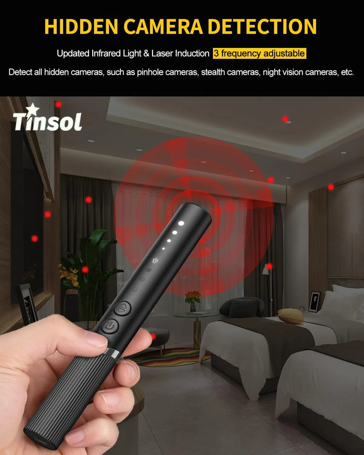 TINSOL Hidden Camera Detector GPS Tracking Device Recording Listening Device Detector Hotel Car Hidden Bugging Camera...