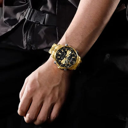 NAVIFORCE Fashion Brand Black Gold Men Watch Fashion Luxury Quartz Wrist Watches Sport Waterproof  Stainless Steel Strap NF9234