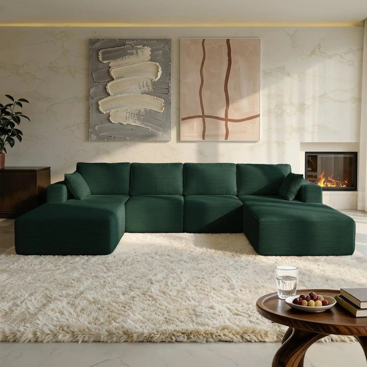 137" Modular Sofa Cloud Couch Sectional Sofa, U-Shaped Sofa with Chaise, Boneless No Assembly Required, Plush, Customized - Kimlud