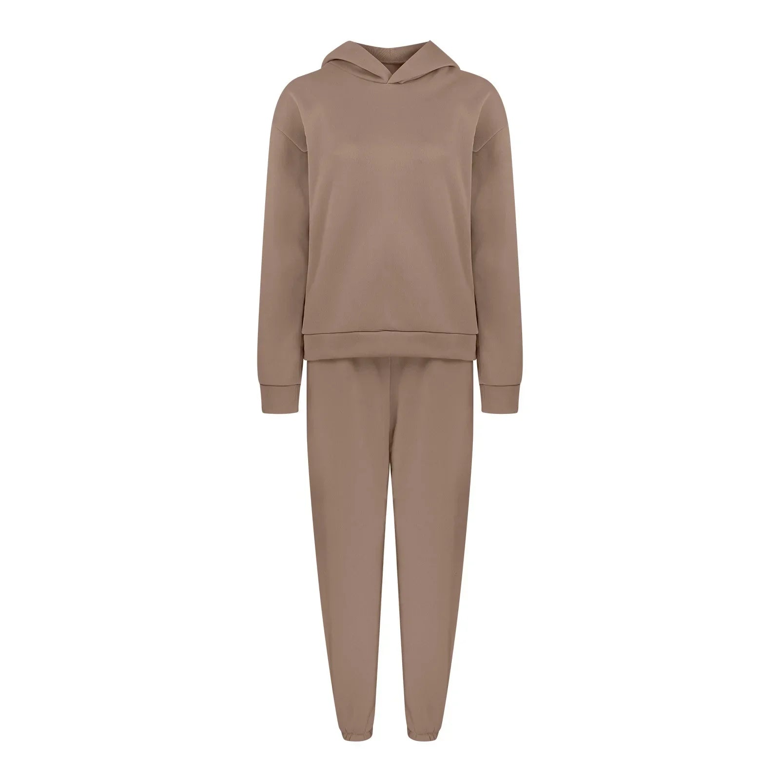 Women's Tracksuit Casual Solid Long Sleeve Hooded Sport Suits Autumn Warm Hoodie Sweatshirts and Long Pant Fleece Two Piece Sets