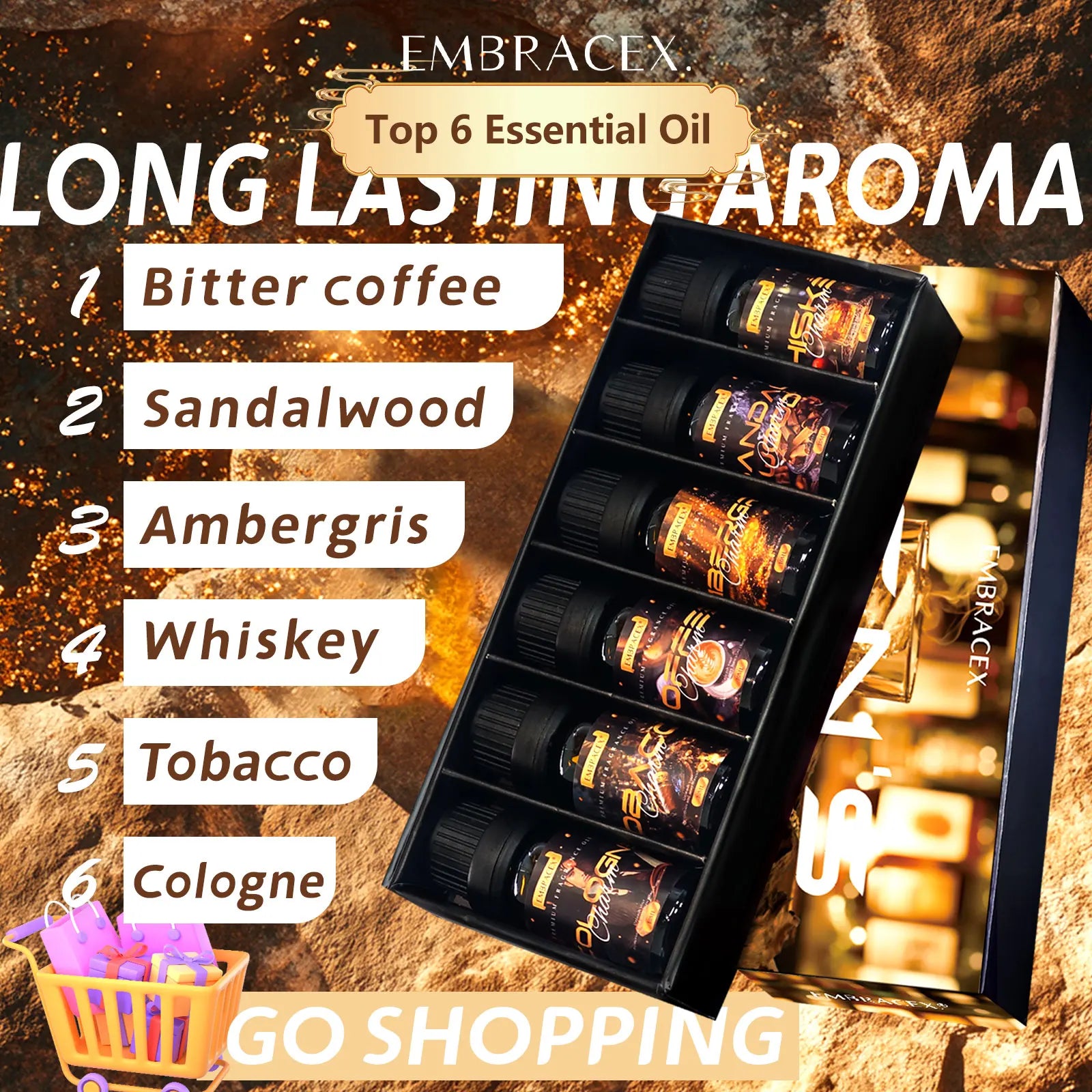 6PC/1PC 10ML Men's Essential Oils Skincare massage oil men's gift Father's Day gift Cologne Tobacco Sandalwood Perfume