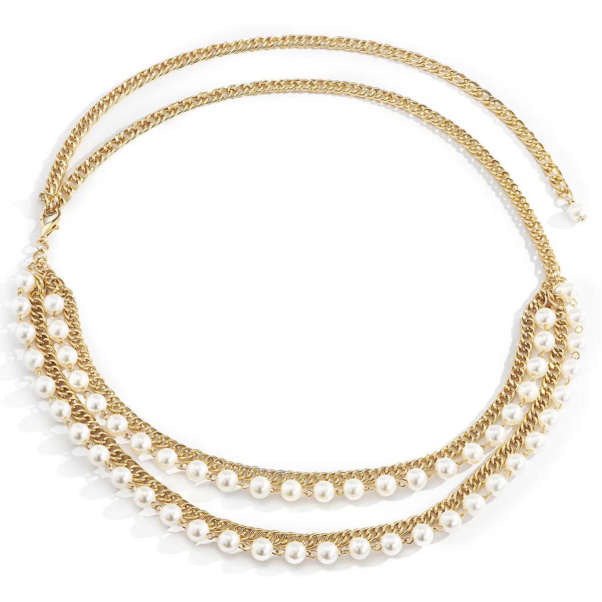 Pearl metal high-end waist chain with a simple and versatile temperament, multi-layer body chain, spicy girl street...