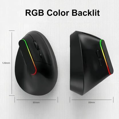 Dual Mode RGB Vertical Mouse 2.4G Wireless Mouse Bluetooth Mouse Ergonomic Mice Rechargeable Silent Mouse for PC Laptop Desktop