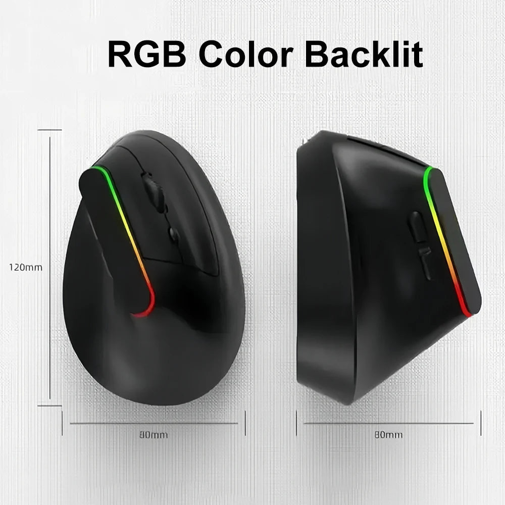 RGB Vertical Mouse 2.4G Wireless Mouse Dual Mode Bluetooth Mouse Ergonomic Mouse Rechargeable Mice Silent Mouse for PC Laptop