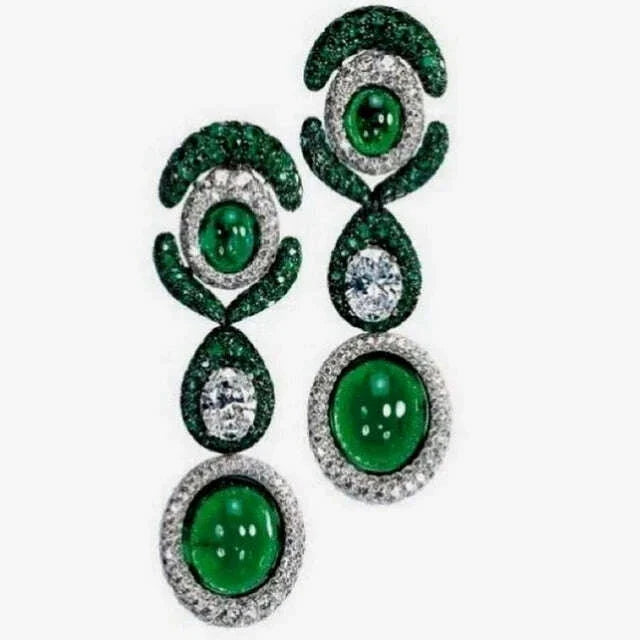 missvikki Exclusive Princess Emeralds Luxury Big Green Drop Necklace Earring Bracelet Ring Party Jewelry Set for Women Lady
