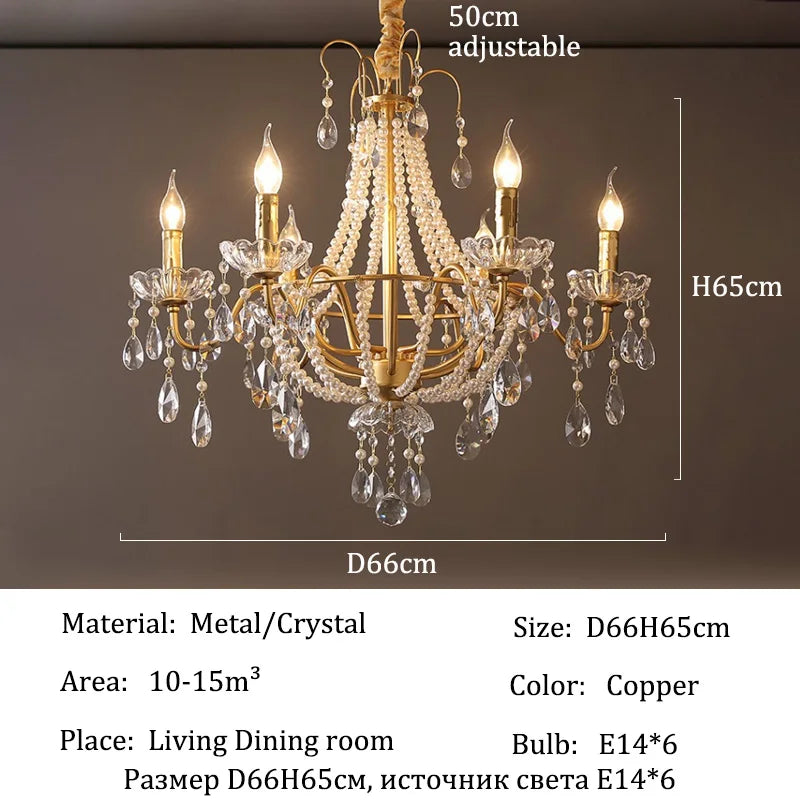 French Luxury Crystal Pendant Lights Ceiling Pendant Lamp Suspension Chandelier for Living Room Chandeliers Ceiling Light Lustre - Kimlud