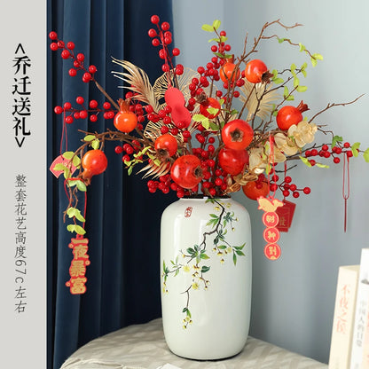 Chinese ceramic vase ornament, living room entrance floral art, home hydroponics creative simple round housewarming gift flower