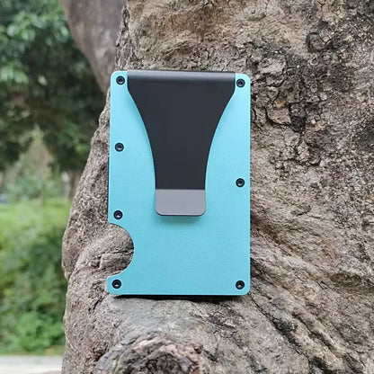 RFID Clip Metal Wallet Blocking Aluminum Minimalist Credit Card Holder Money Wallets 2024 All Color Slim Business Bank Id Case