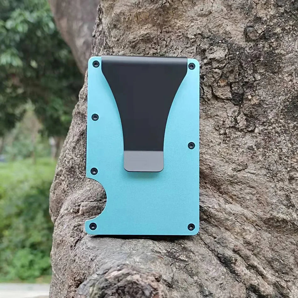 RFID Clip Metal Wallet Blocking Aluminum Minimalist Credit Card Holder Money Wallets 2024 All Color Slim Business Bank Id Case