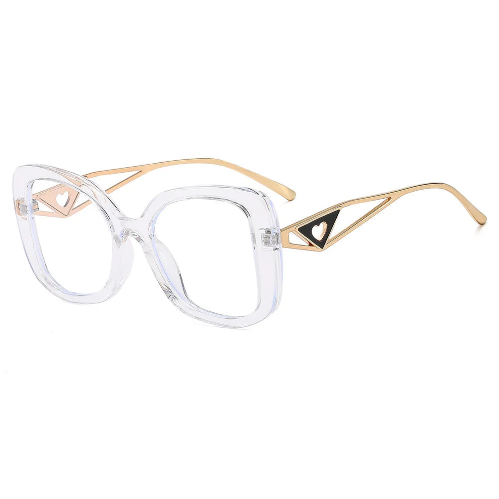 Luxury Brand Oversized Square Reading Glasses Women Triangle heart Temple Eyeglasses Blue Light Blocking Clear Computer...