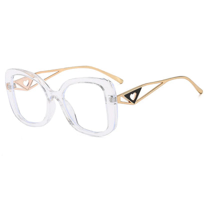 Luxury Brand Oversized Square Reading Glasses Women Triangle heart Temple Eyeglasses Blue Light Blocking Clear Computer...
