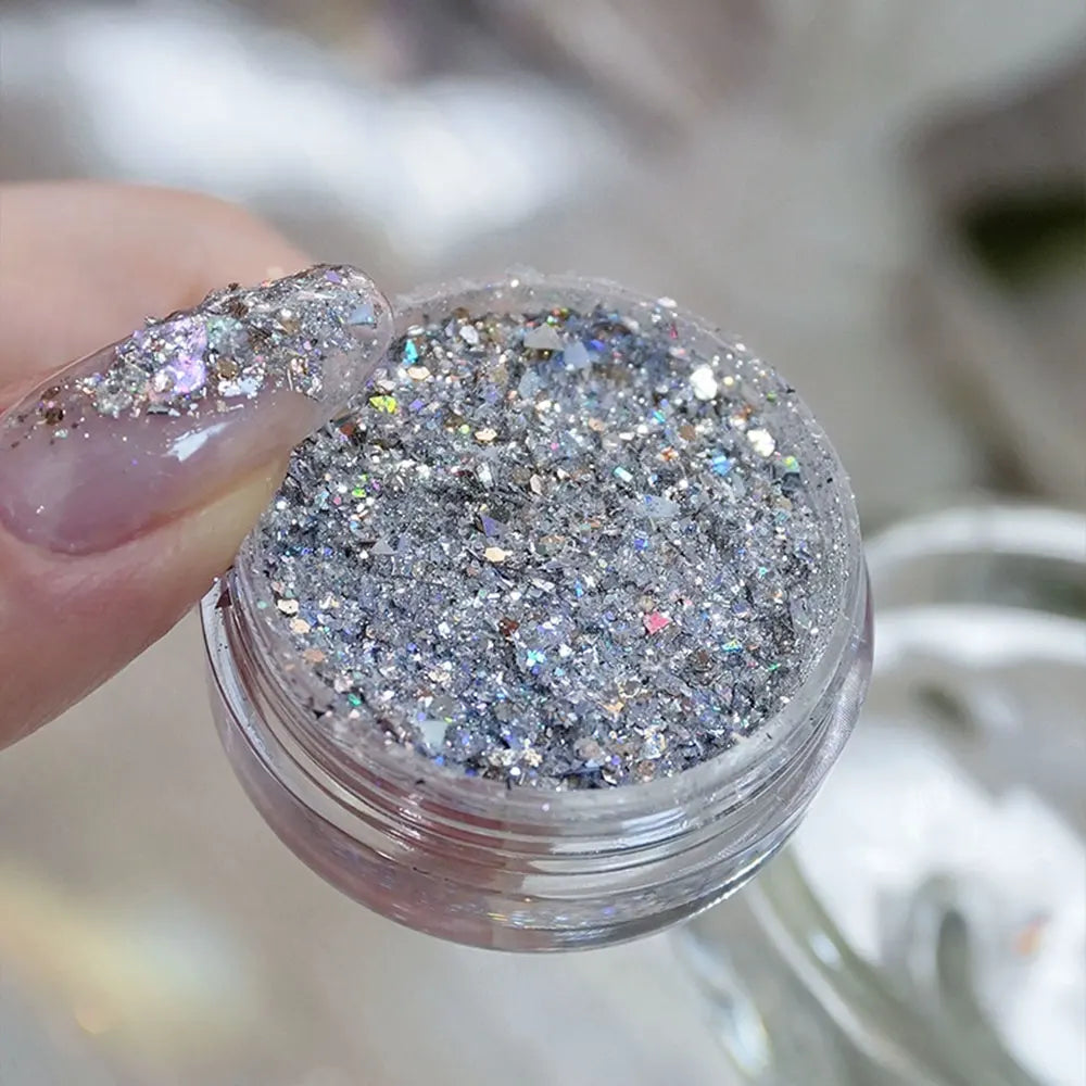 1Pcs Shimmer Gold/Rose Holographic Mica Nail Flakes Chrome Opal Iridescent Nail Glitter 0.5g Nail Epoxy Nail Gel Polish Powder