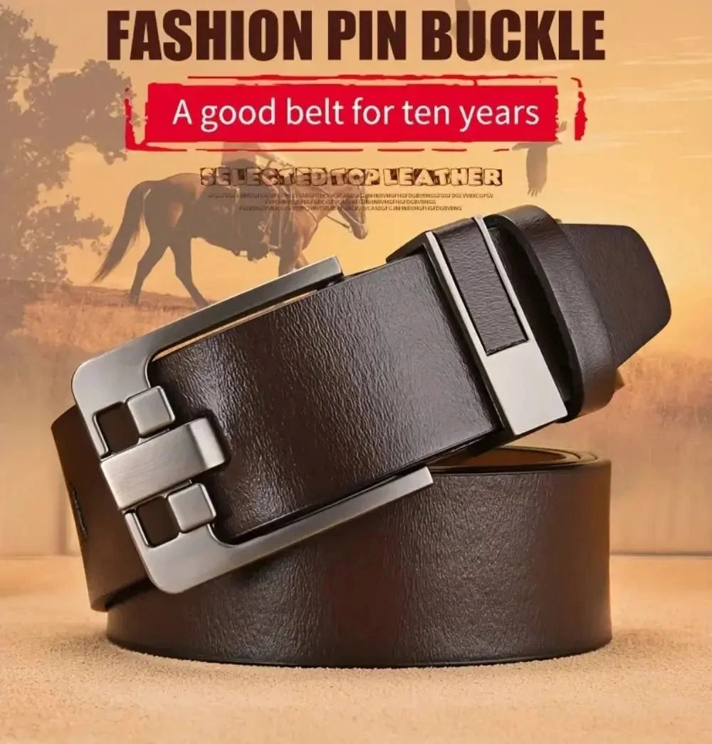 Genuine Leather For Men's High Quality Buckle Jeans Cowskin Casual Belts Business Cowboy Waistband Male Fashion Designer 2024New - Kimlud