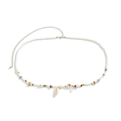 Salircon Boho Acrylic Shell Pendant Waist Chain Ethnic Style Mixed Seed Beads Beaded Belly Chain Summer Beach Women Body Jewelry - Kimlud