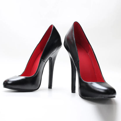 5.5Inch Stiletto Ultra High Unisex oldhollywood Vintagefashion Round Toe Pump Plus Size Shoes - Kimlud