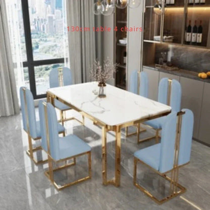 Flexible Luxury Table Chairs Modern Leg Metal Design Rectangular Dining Table Space Saving Funky Table A Manger Unique Furniture