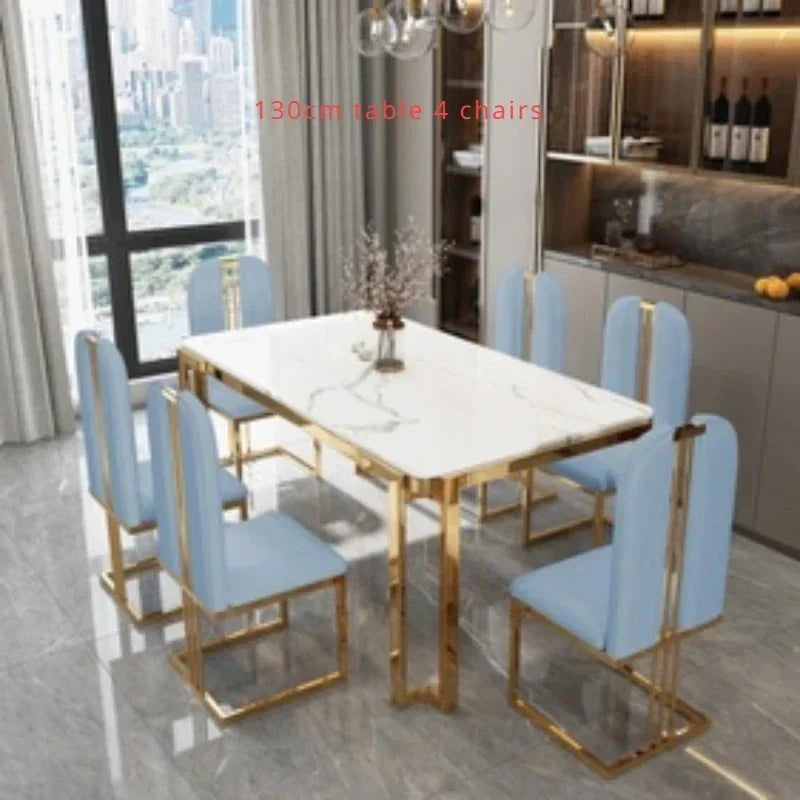 Flexible Luxury Table Chairs Modern Leg Metal Design Rectangular Dining Table Space Saving Funky Table A Manger Unique Furniture