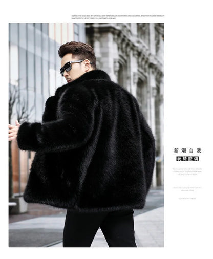 Fox Fur Coat Men Mink Fur Coat Medium Long Heavy Craft Luxury Lapel Short Thickened Warm Winter Fashion High End Coats
