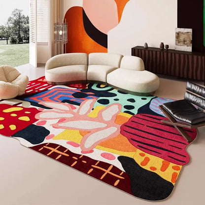 Special-shaped Living Room Carpet Dopamine Art Bedroom Rug Large Area Fashion Home Decoration Coffee Table Sofa Floor Mats Tapis - Kimlud