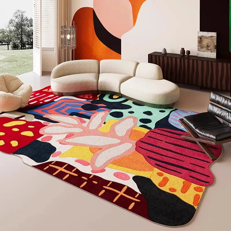 Special-shaped Living Room Carpet Dopamine Art Bedroom Rug Large Area Fashion Home Decoration Coffee Table Sofa Floor Mats Tapis - Kimlud