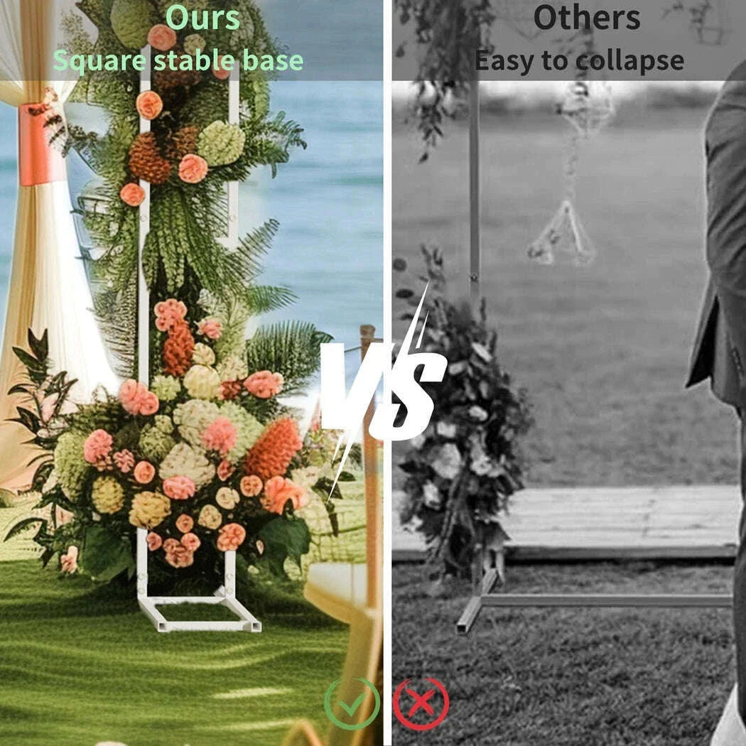 Square White Wedding Arch Metal Ceremony Party Floral Ballon Stand