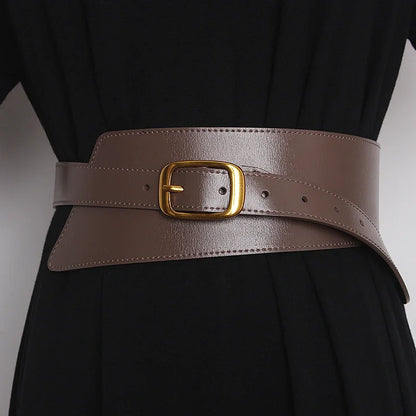 Women's Coat Wide Waistband Genuine Leather Cummerbunds Female Dress Corsets Versatile Waist Belts Decoration Wide Belt...