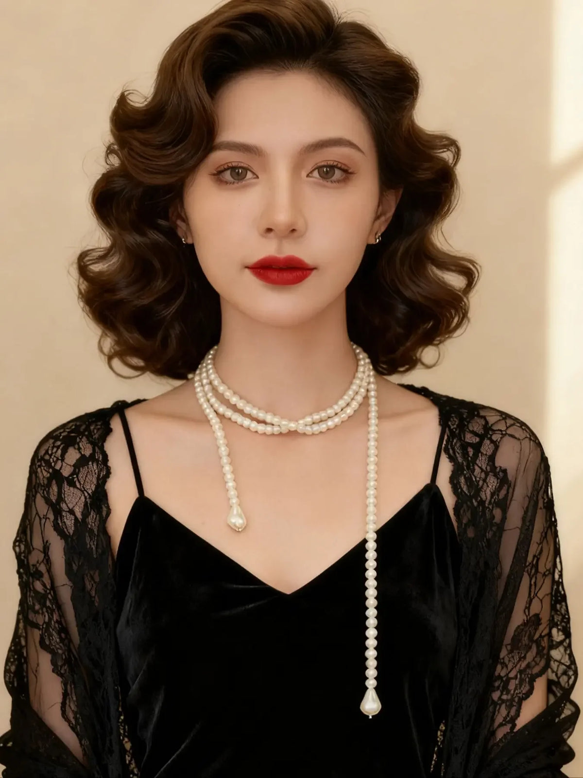 Elegant Multilayer Imitation Pearl Necklace, Dainty Pearl Necklace, Pearl Chain Necklace, Waterdrop Baroque Pendant...