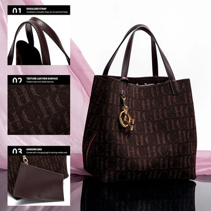 Large Capacity Letter Design Small Card Bag Accessories Handbag Fashion New Solid Color Women's Bucket Bag - Kimlud