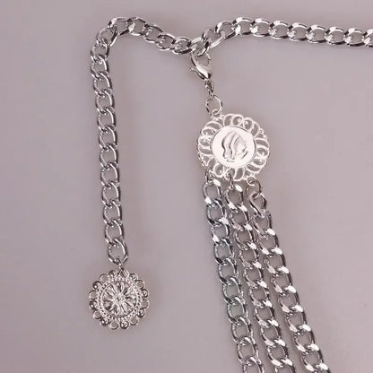 2025 Punk Hip Hop Waist Chain Vintage Waist Belly Jewelry Sexy Bikini Beach Multilayer Belt Chain with Long Tassel Coin...