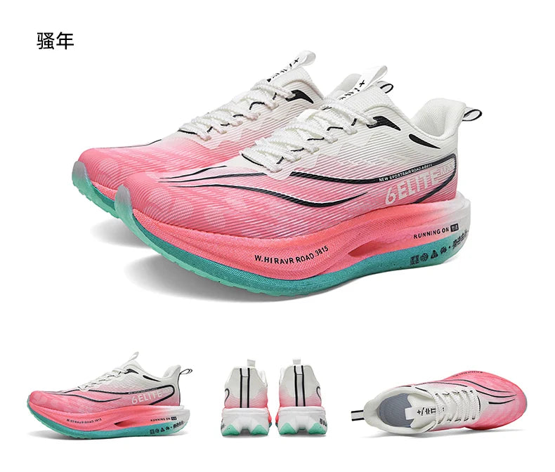 Fluorescence Sports Running Shoes Men Marathon Sneakers CarbonPlate Lightweight Breathable Comfortable Women Athletic Sneakers