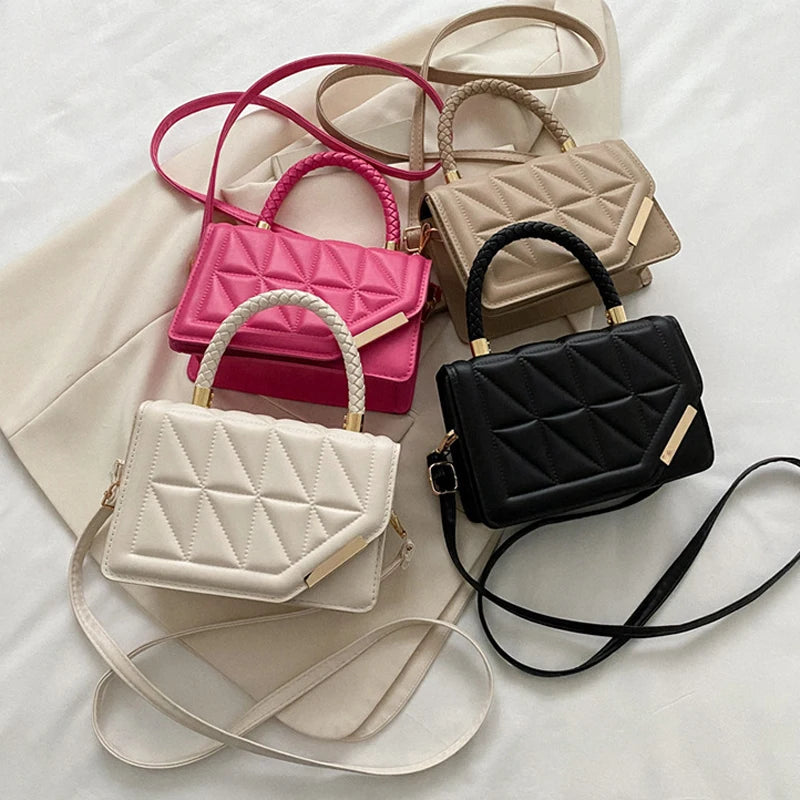 2024 New Fashion Shoulder Bag Plaid PU Leather Ladies Handbags Designer Crossbody Bags For Women - Kimlud