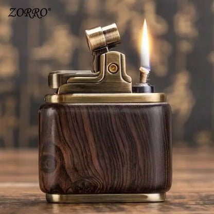 ZORRO Retro Kerosene Lighter Oil Gasoline Wood Metal Lighter Grinding Wheel Brass Core Cigarette Lighter Gadget...