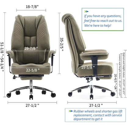 big and tall office chair 400lbs wide seat, leather high back executive office chair with foot rest, ergonomic chairs lumbar sup