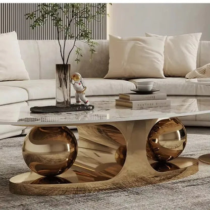 Luxury Rock Plate Stainless Steel Living Room Furniture Simple Modern Designer Creative Coffee Table for Small