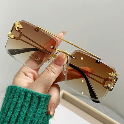 Luxury Rimless Square Sunglasses Men Women Fashion Brand Designer Vintage Sun Glasses Male Female Fashion Retro Oculos...