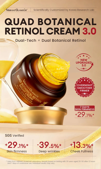 VIBRANT GLAMOUR Quadruple Plant Retinol 3.0 Serum And Cream Set Night Anti-Wrinkle Firming Korean Skincare Products |...