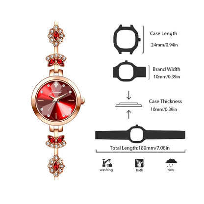 Luxury Woman Wristwatch Steel Green Rhinestone Waterproof Quartz Hand Clock Gift for Her Pointer Ladies Bracelet Watch Diamond