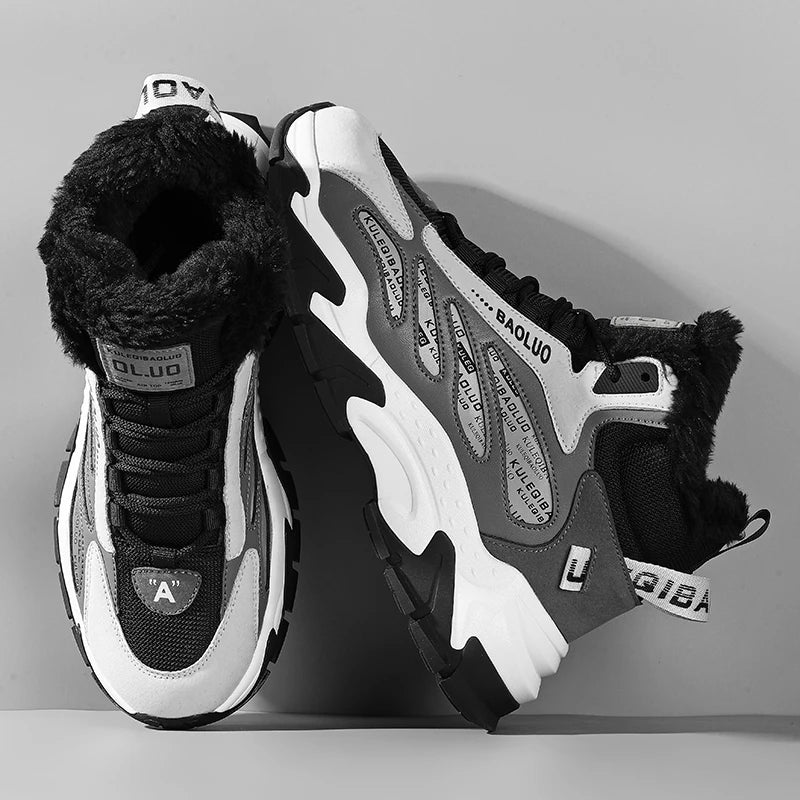 Men's Thermal Waterproof Winter Boots - Non-Slip Plush Lined Snow Sneakers for Cold Weather