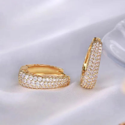 925 Sterling Silver Dazzling CZ Stone Hoop Earrings For Women Vintage Simple Zircon Circle Drop Earrings Elegant Party Jewelry - Kimlud