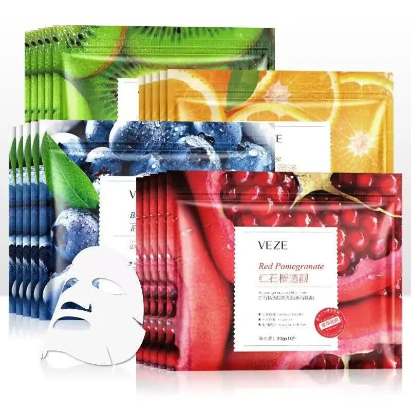 30Pcs Face Mask Sets Fresh Fruit Face Care Sheet Masks Hydrating Anti-aging Oil Control Acne Treatment Facial Mask Skin...