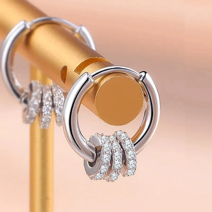 New Authentic 925 Sterling Silver Dainty Small Zircon Inlaid Round Circle Hoop Earrings for Women Gold Earrrings Jewelry...