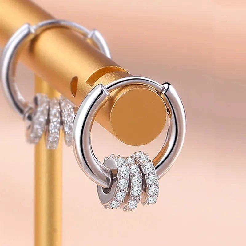 New Authentic 925 Sterling Silver Dainty Small Zircon Inlaid Round Circle Hoop Earrings for Women Gold Earrrings Jewelry...