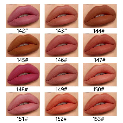 12 Colors Sexy Matte Lipstick Pencil Waterproof Lasting Lip Liner Pen Non-stick Cup Lip Contour Pencil Beauty Makeup Set
